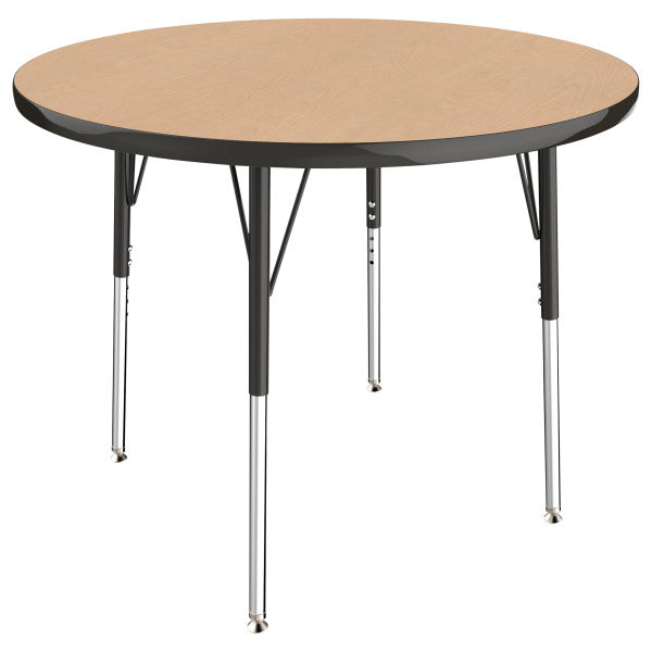 Round Maple/Black Activity Table with Standard or Chunky Adjustable Legs