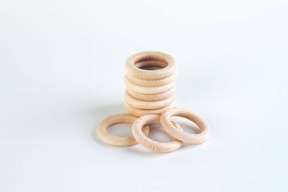 Natural Wooden Rings Set of 10 5cm dia