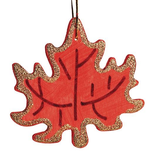 Wooden Leaf Ornaments Set Of 12