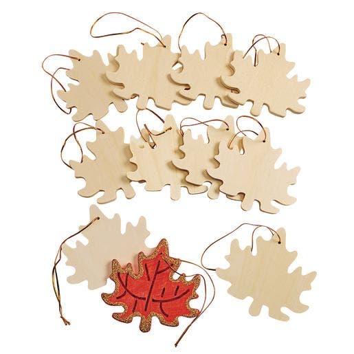 Wooden Leaf Ornaments Set Of 12