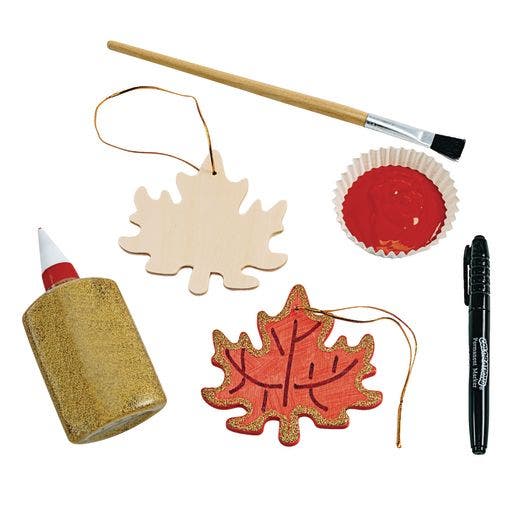 Wooden Leaf Ornaments Set Of 12
