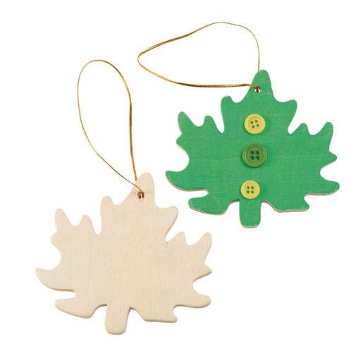 Wooden Leaf Ornaments Set Of 12