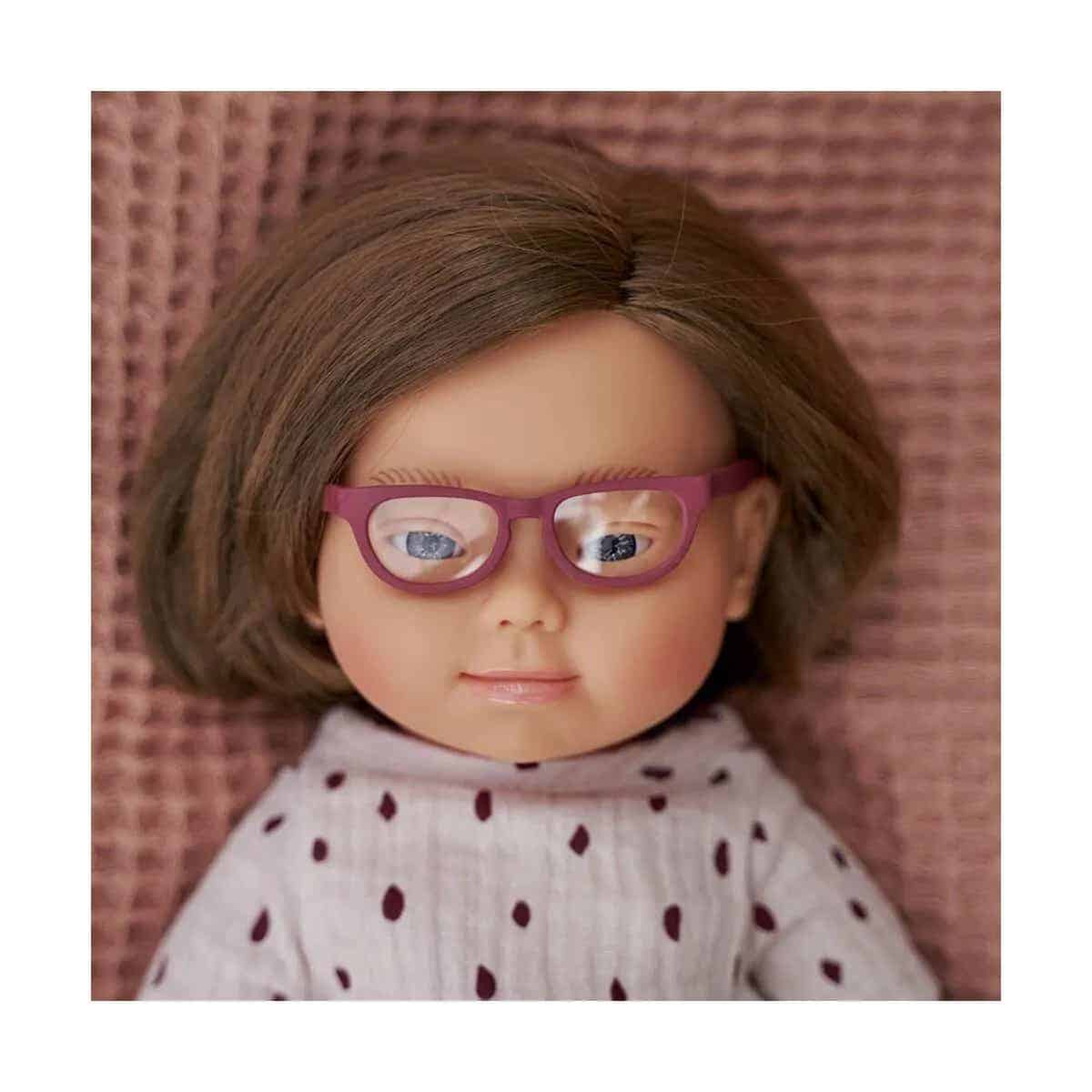 Baby Doll Caucasian Girl with Down Syndrome with Glasses 15in