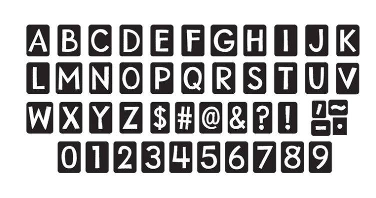 Black 4in Tiles Uppercase Ready Letters
