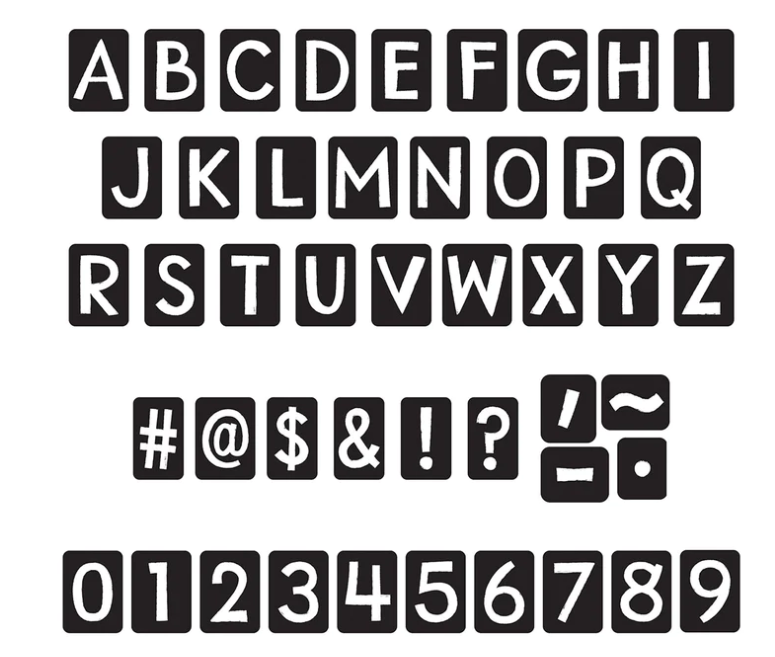 Black 4in Tiles Uppercase Ready Letters