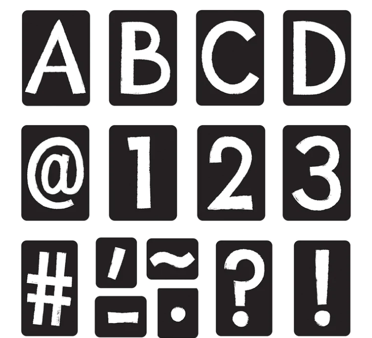 Black 4in Tiles Uppercase Ready Letters