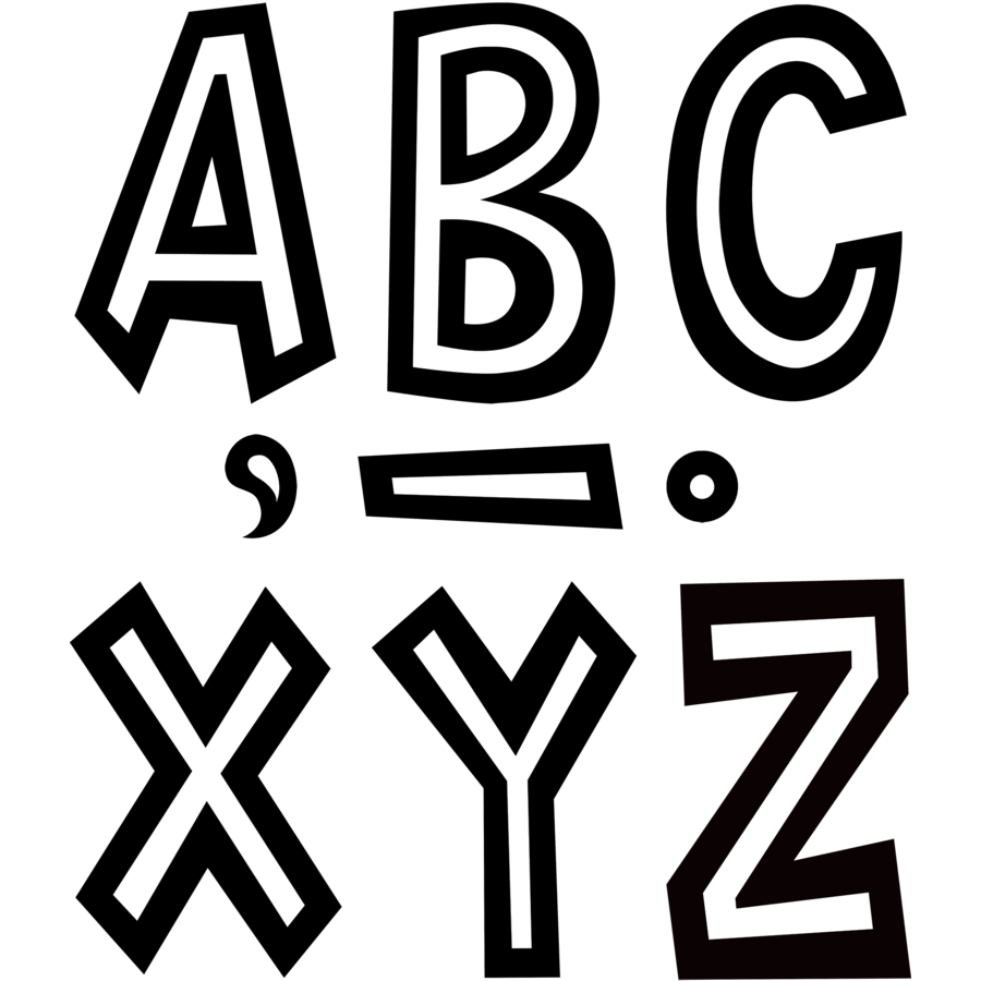 Black and White 7in Fun Font Letters