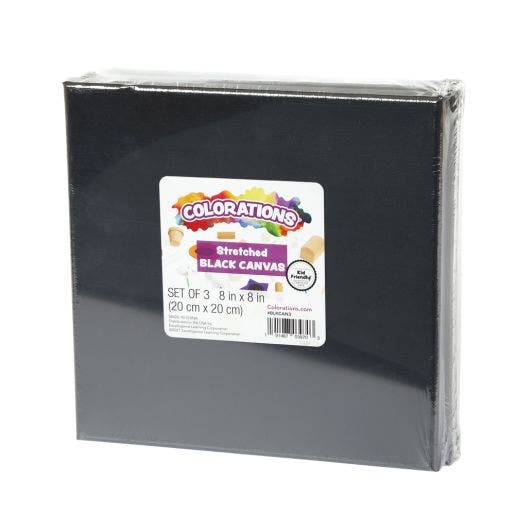 Black Stretched Canvas 8 X 8 3pk