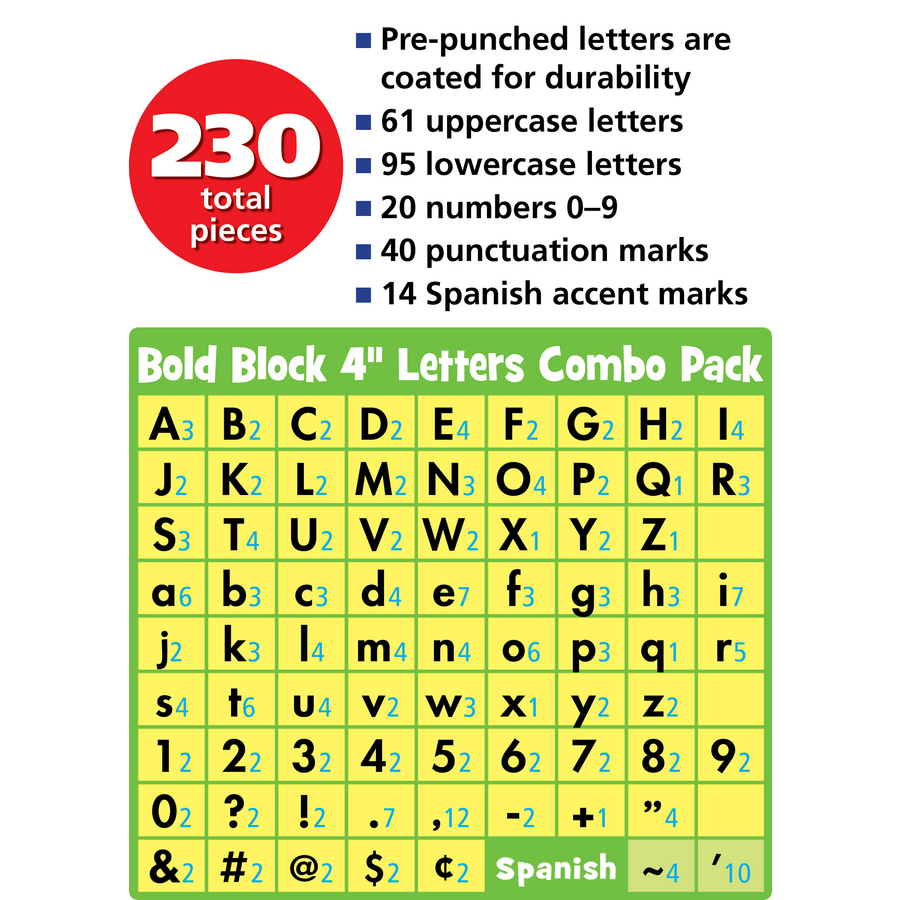 Black & White Bold Block 4in Letters Combo Pack