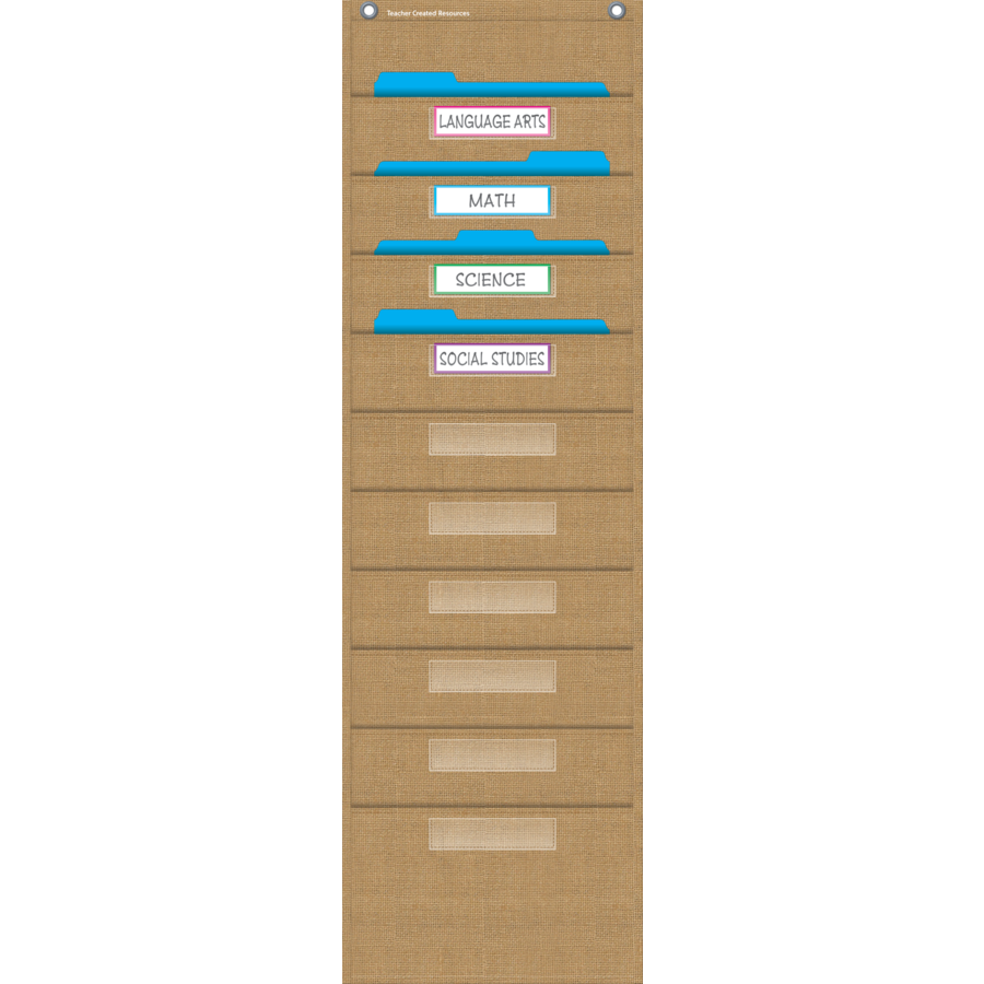 Burlap 10 Pocket File Storage Pocket Chart 14 x 58