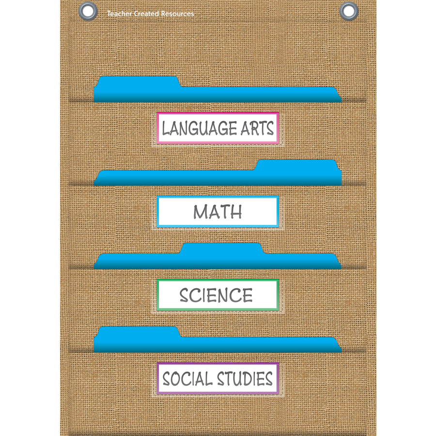 Burlap 10 Pocket File Storage Pocket Chart 14 x 58