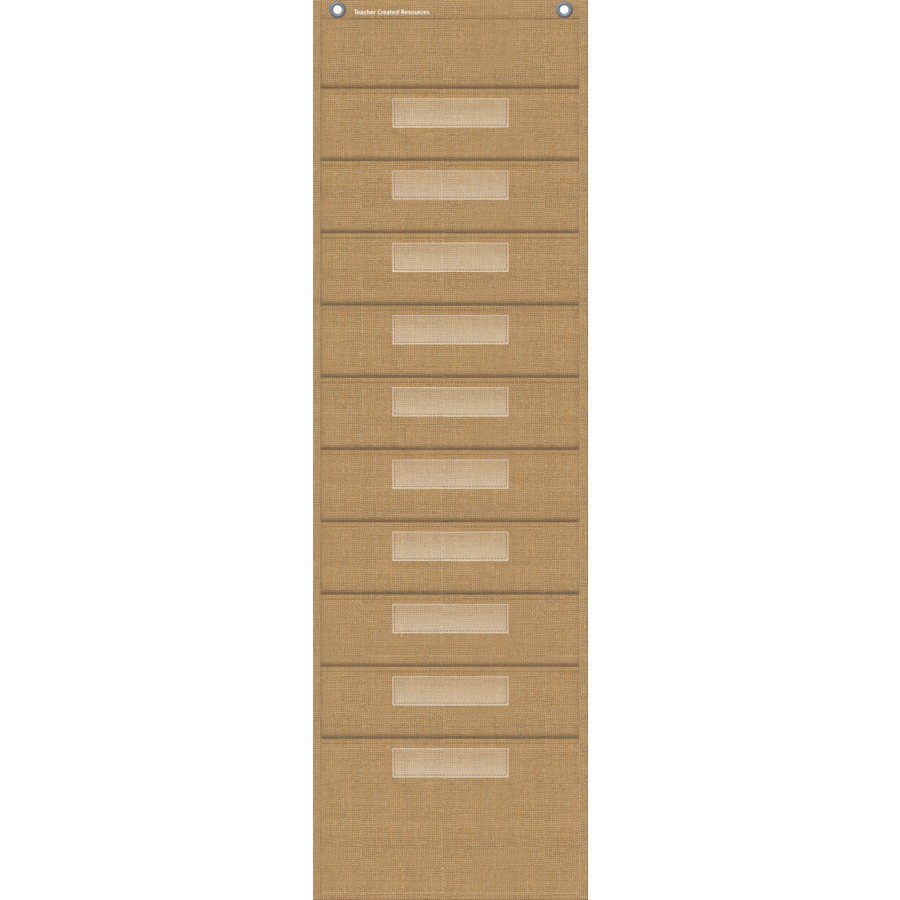 Burlap 10 Pocket File Storage Pocket Chart 14 x 58
