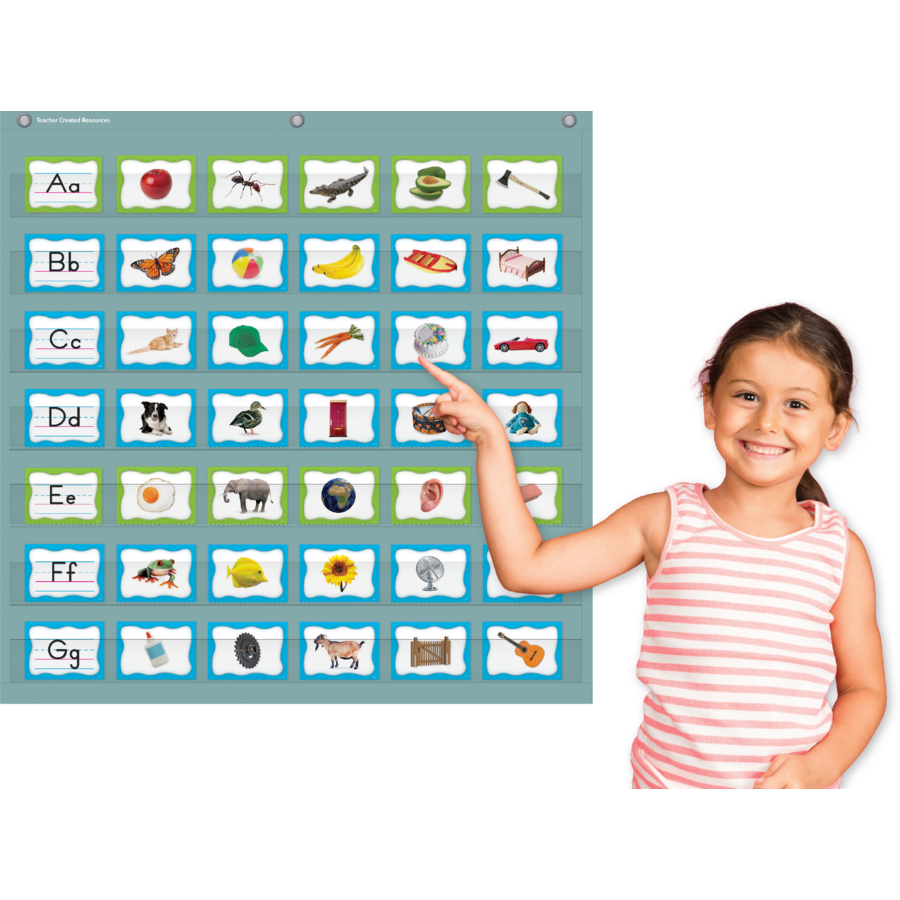 Calming Blue 7 Pocket Chart 28x28in