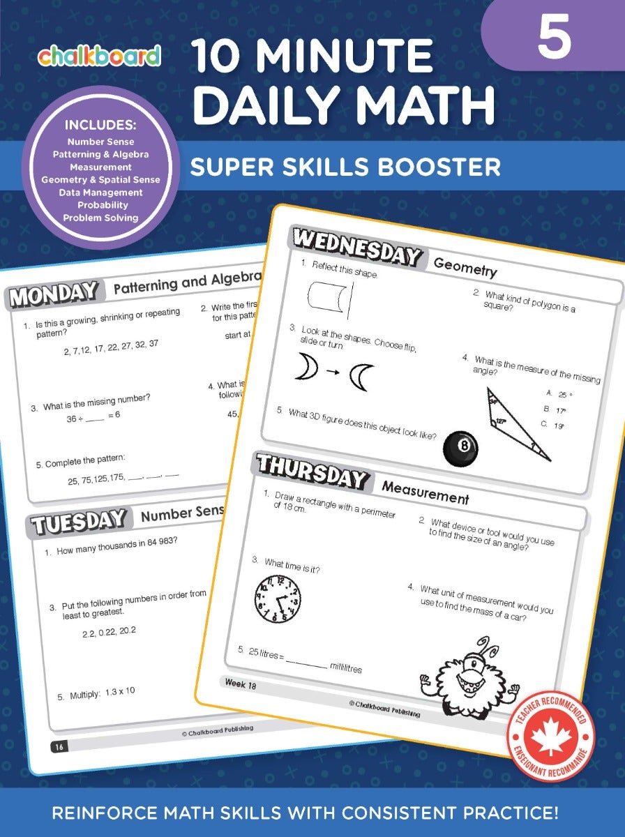 Canadian 10 Minute Daily Math Grade 5 Ebook