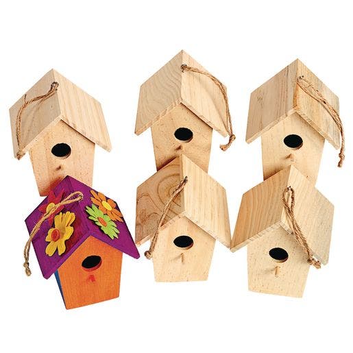 Wooden Birdhouses Set of 6