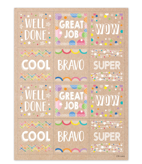Colorful Kraft Rewards Reward Stickers