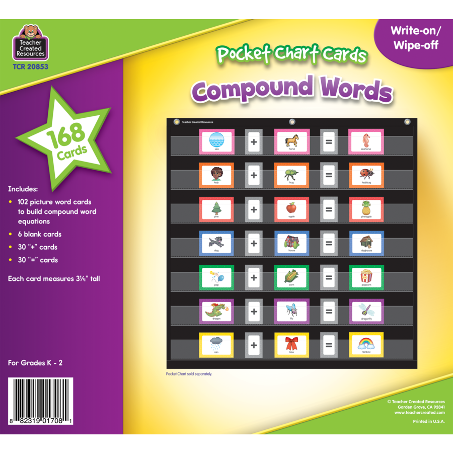 Compound Words Pocket Chart Cards