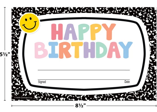 Cool for School Happy Birthday Awards