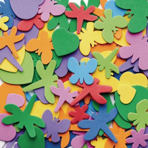 Flowers Hearts & Bug Foam Shapes 500 pc
