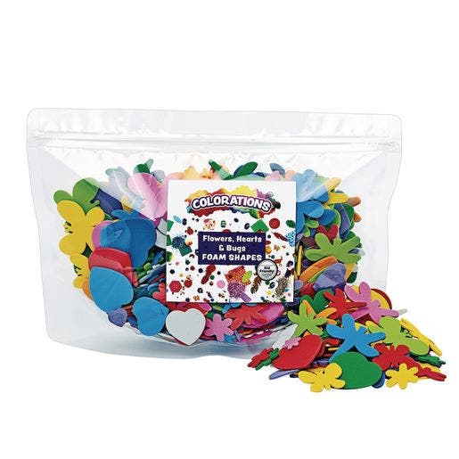 Flowers Hearts & Bug Foam Shapes 500 pc