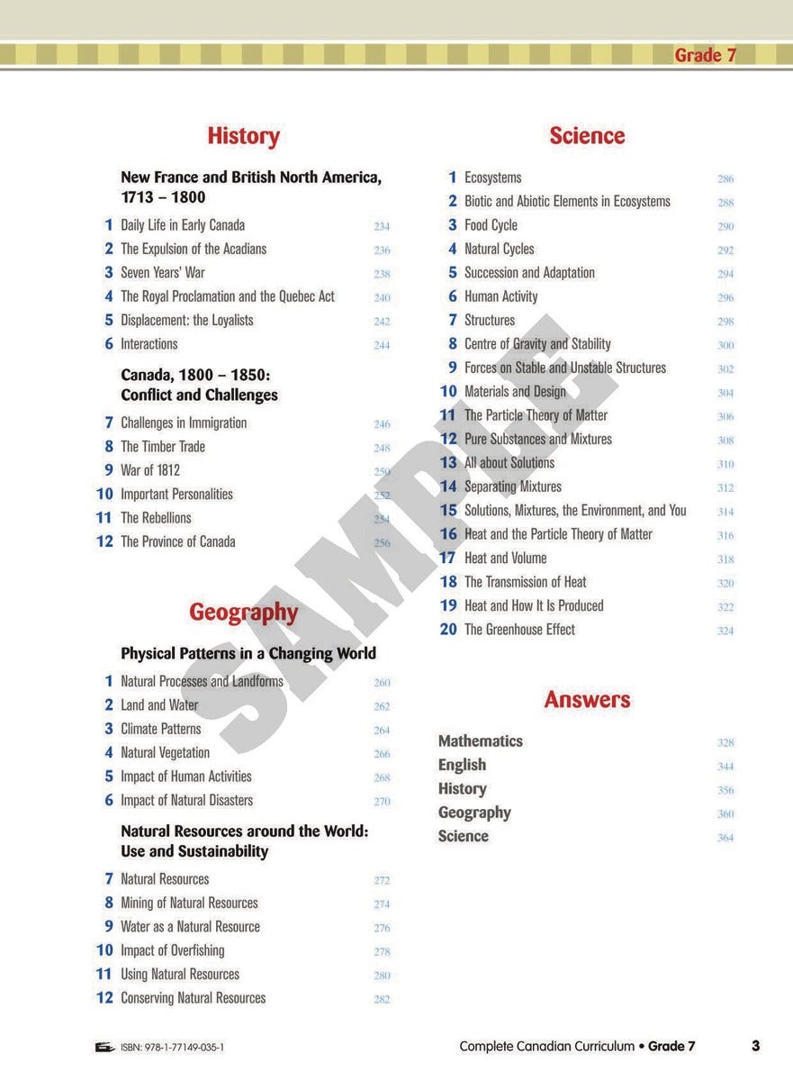 Gr 7 Complete Canadian Curriculum