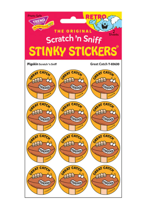 Great Catch Pigskin scent Retro Stinky Stickers 24 ct