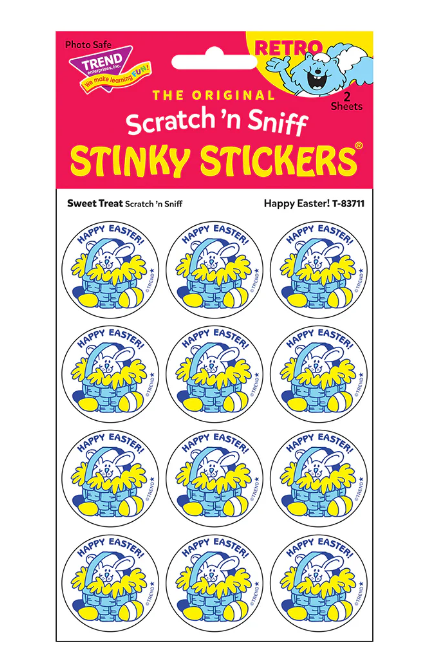 Happy EasterSweet Treat scent Retro Scratch n Sniff Stinky Stickers 24 ct