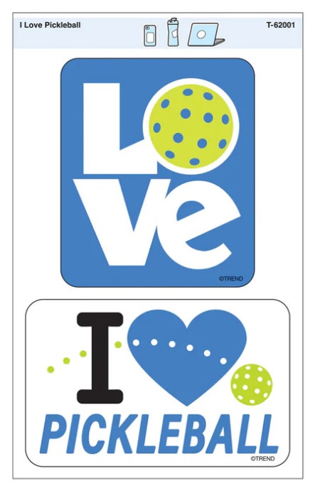 I Love Pickleball Vinyl Stickers