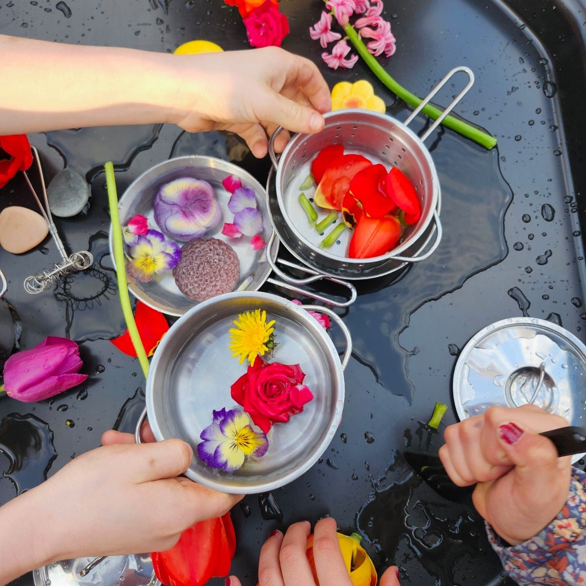 Sensory Play Flowers Stones