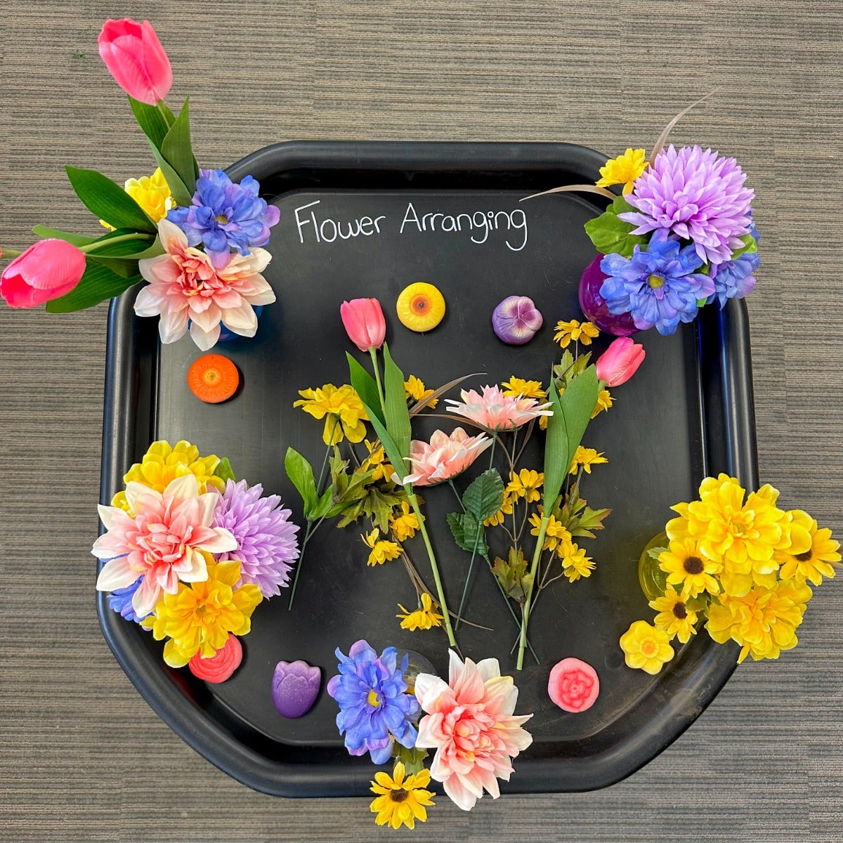 Sensory Play Flowers Stones