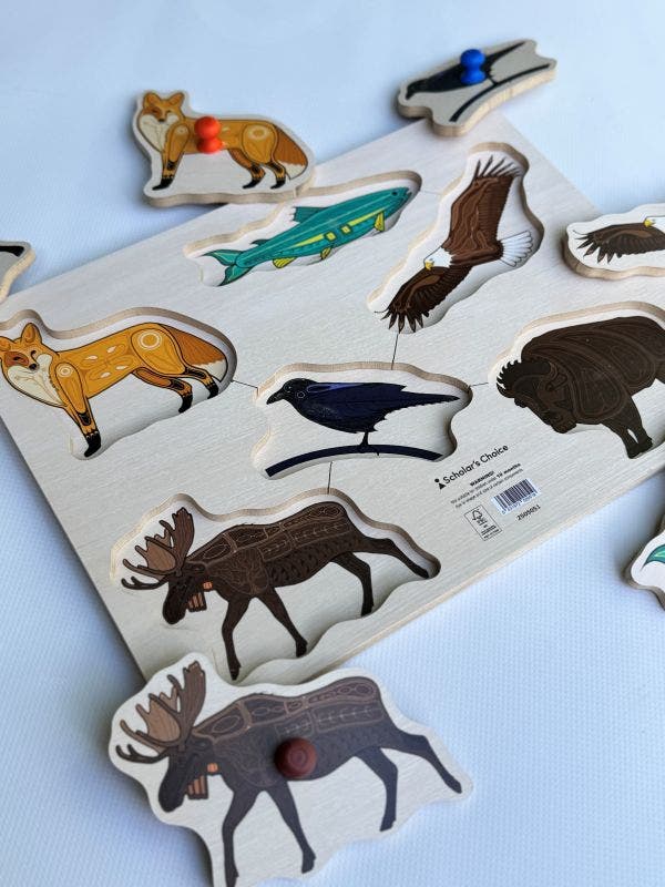 Indigenous Large Peg Puzzle Fox & Friends