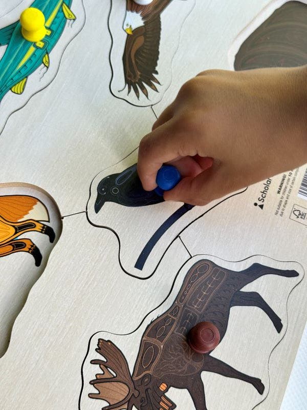 Indigenous Large Peg Puzzle Fox & Friends