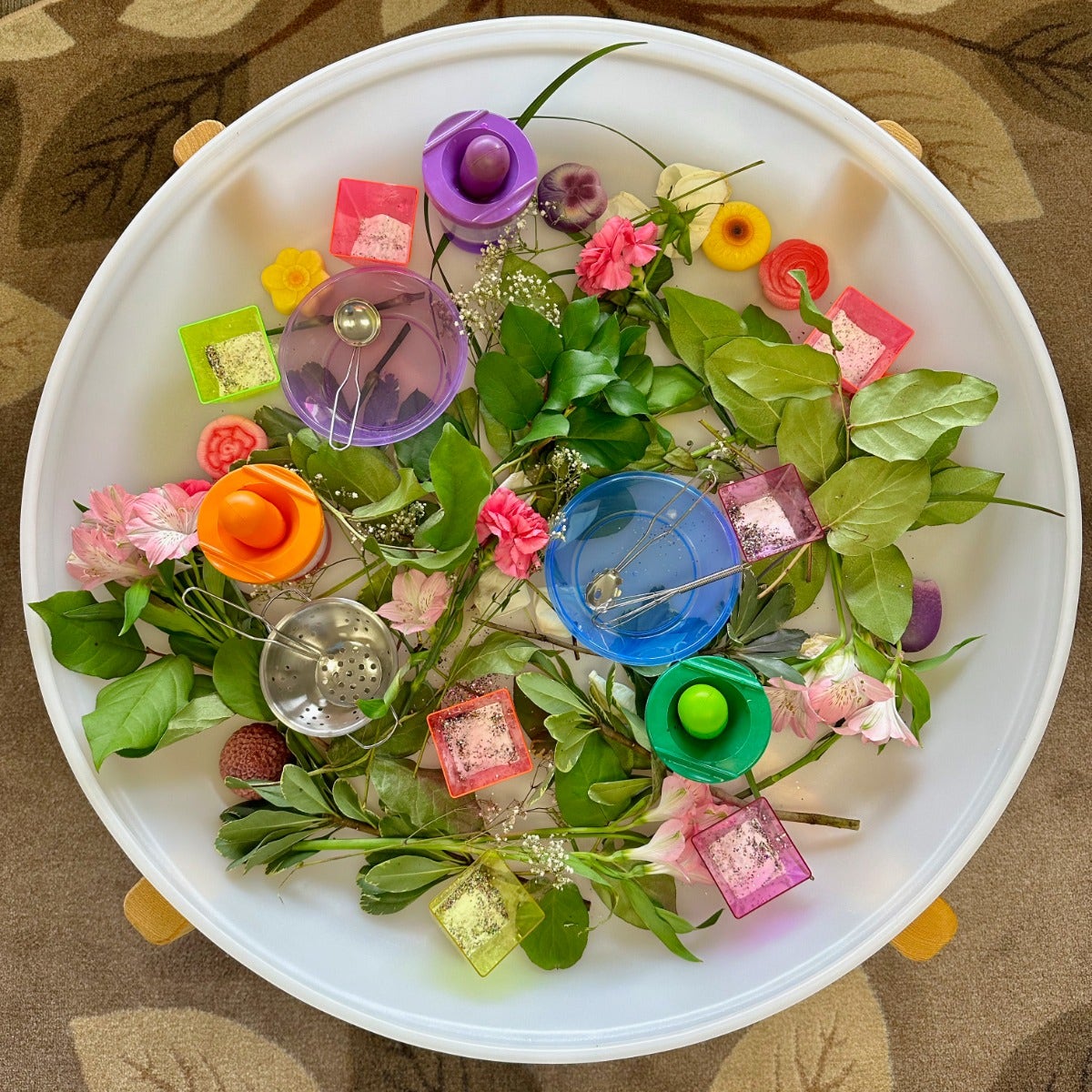 Sensory Play Flowers Stones
