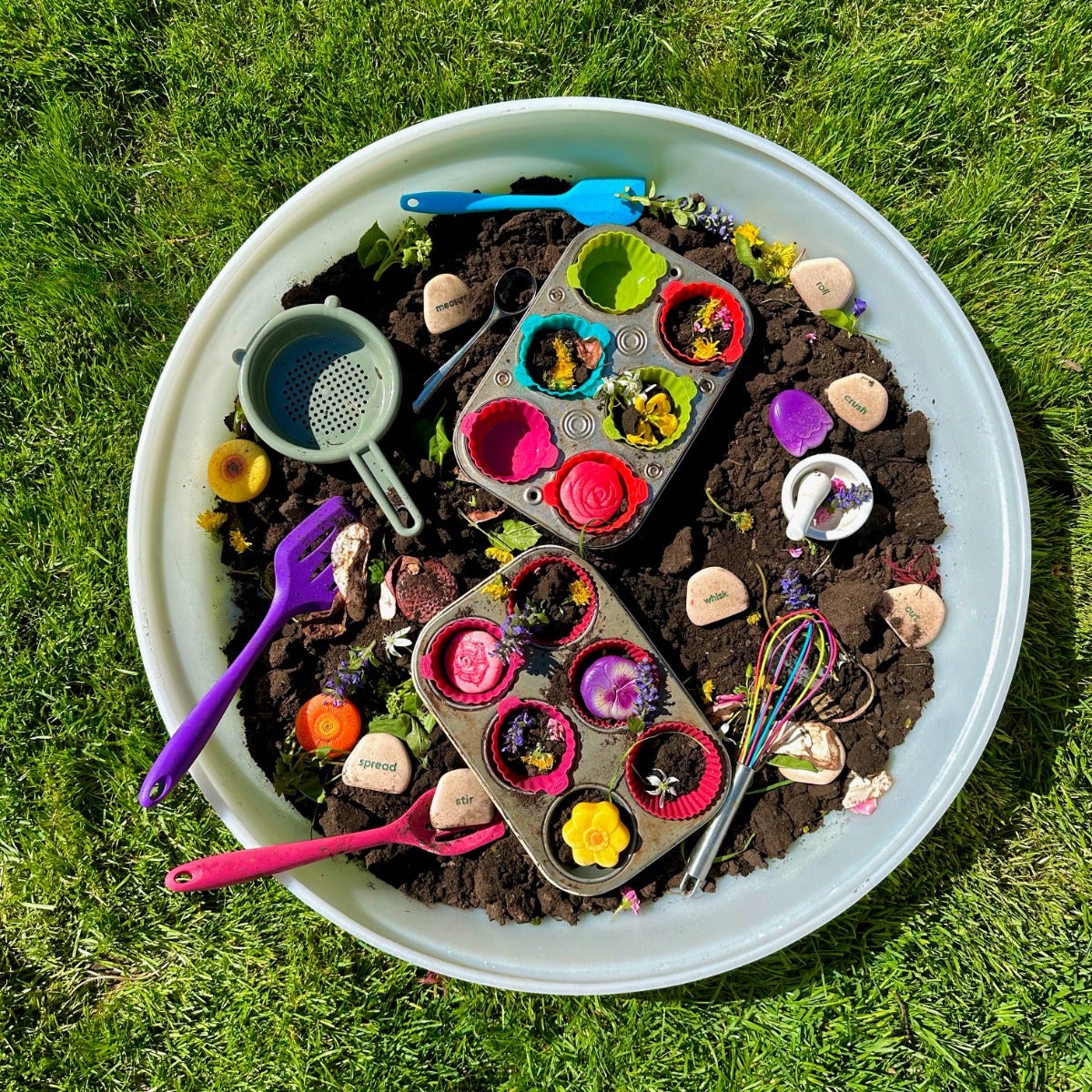 Sensory Play Flowers Stones