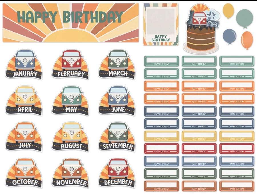 Moving Mountains Road Trip Happy Birthday Mini Bulletin Board
