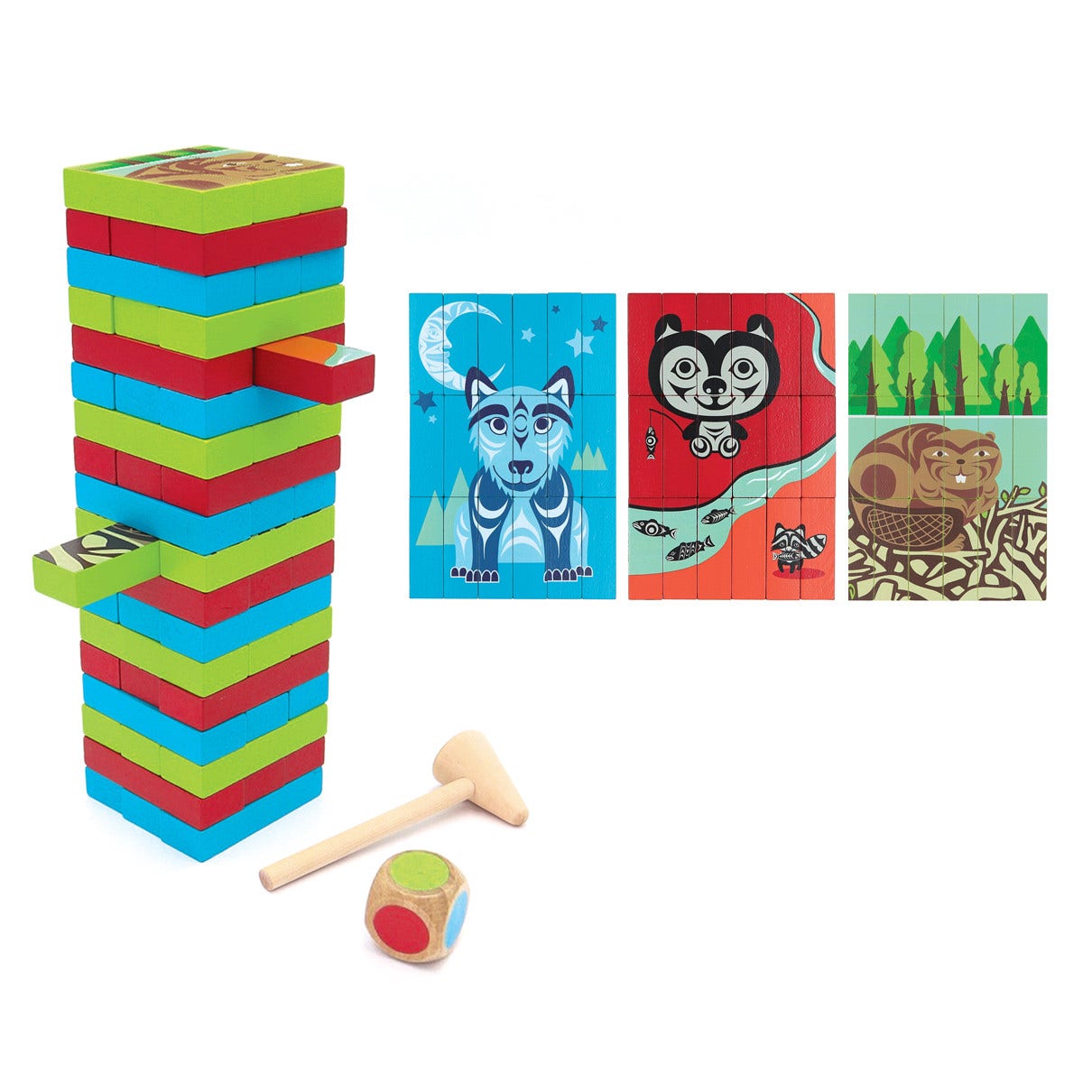 Multi Game Wooden Block Set Indigenous Animals By Simone