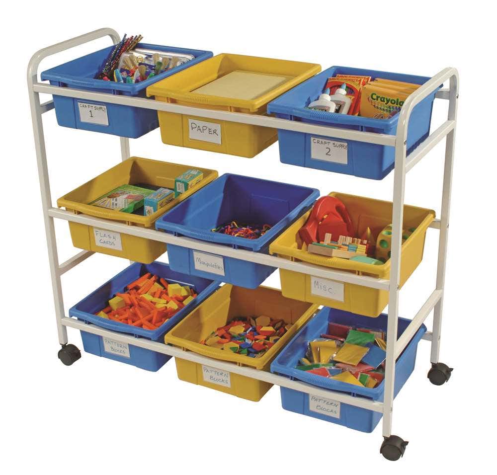 Multi Purpose Cart with Blue & Yellow Tubs
