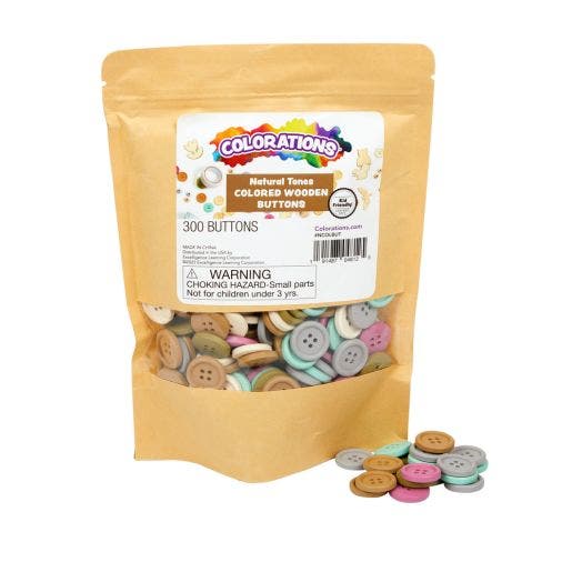 Natural Tones Wood Buttons 6 Color 300pcs