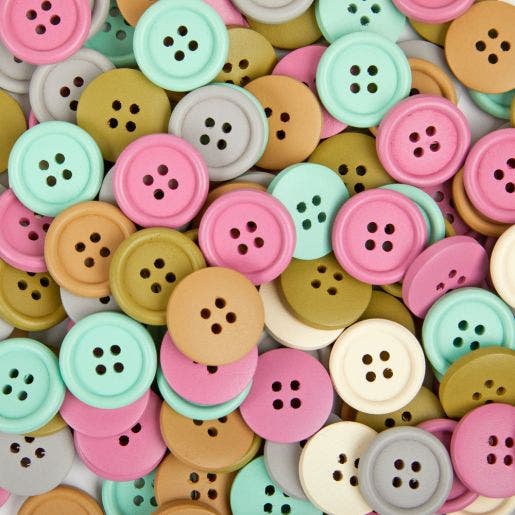 Natural Tones Wood Buttons 6 Color 300pcs