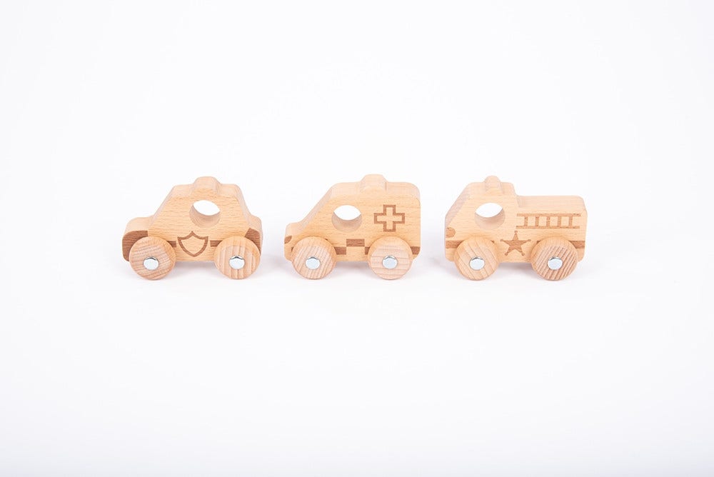Natural Wooden Vehicles Set 12 pcs