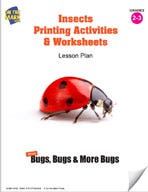 Insects Printing Activities and Worksheets Lesson Plan Ebook