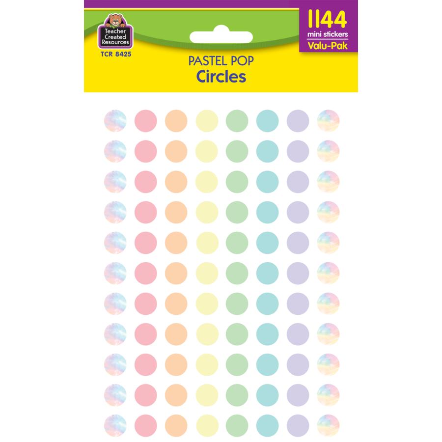 Pastel Pop Circles Mini Stickers Valu - Pack, 1144 Per Pack, 6 Packs