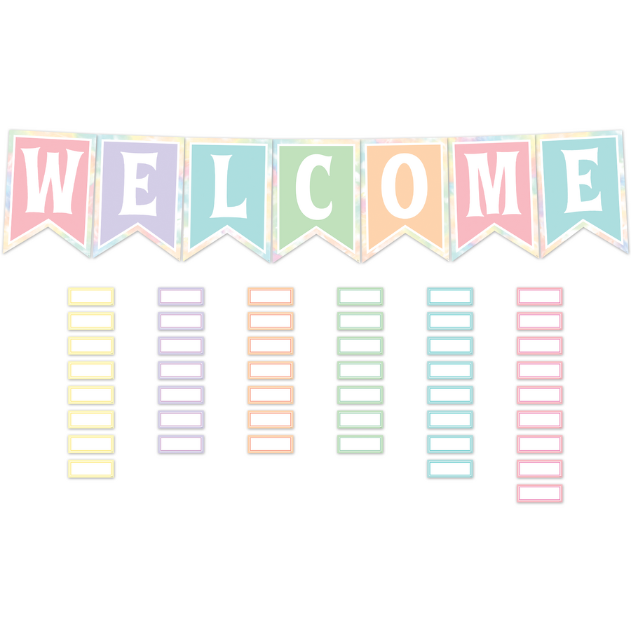 Pastel Pop Pennants Welcome Bulletin Board