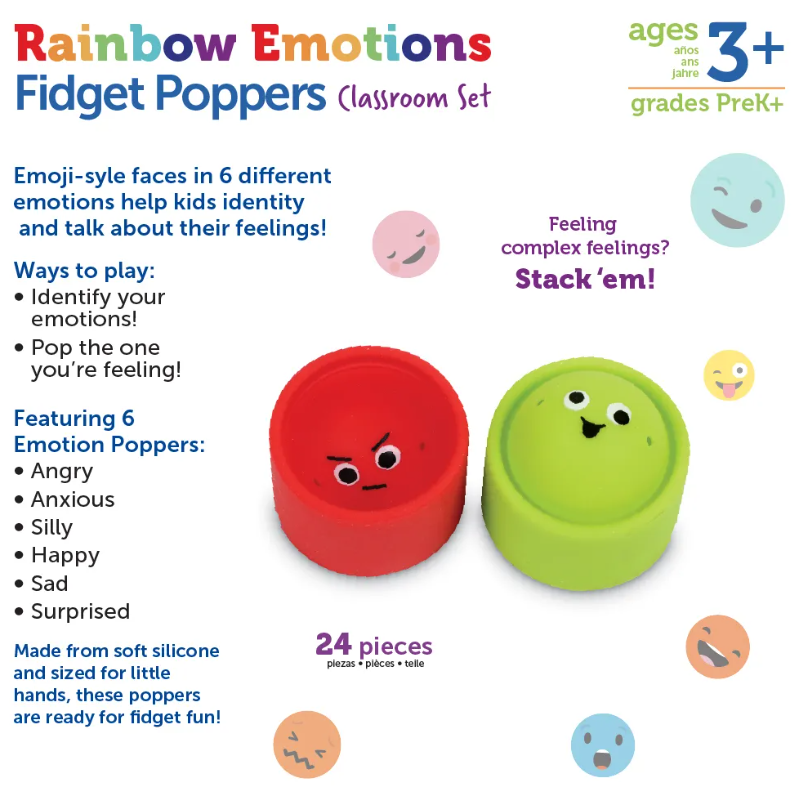 Rainbow Emotions Fidget Poppers Classroom Set