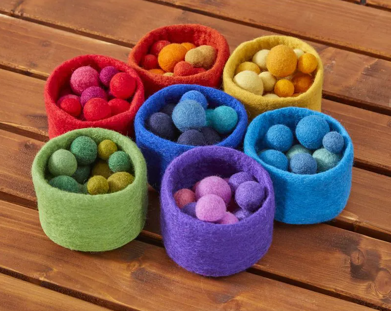 Rainbow Felt Bowls and Balls