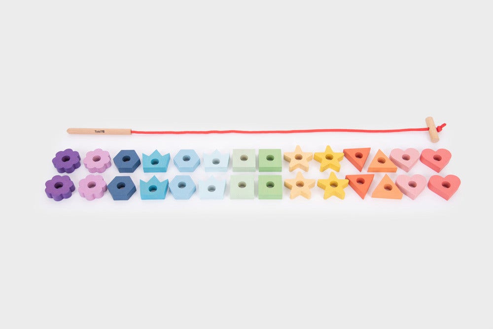Rainbow Wooden Lacing Shapes