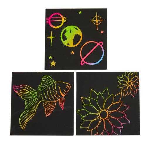 Scratch Art 25 Boards With 5 Sticks