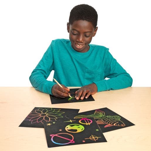 Scratch Art 25 Boards With 5 Sticks