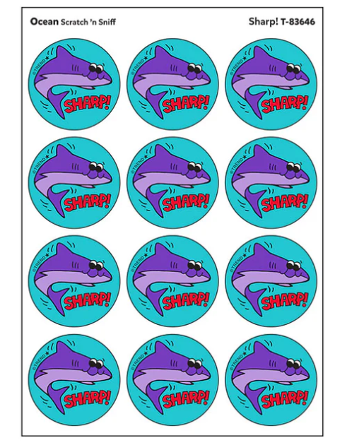Sharp Ocean scent Retro Scratch n Sniff Stinky Stickers 24 ct