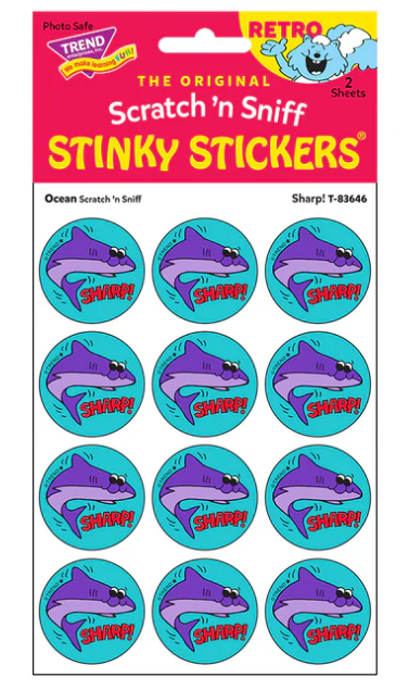Sharp Ocean scent Retro Scratch n Sniff Stinky Stickers 24 ct